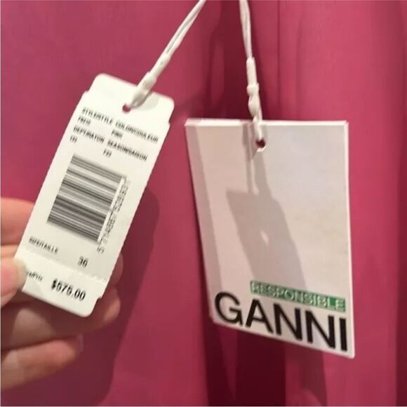 GANNI Pink Halter Midi Dress size 10 NWT $575 - Picture 8 of 9